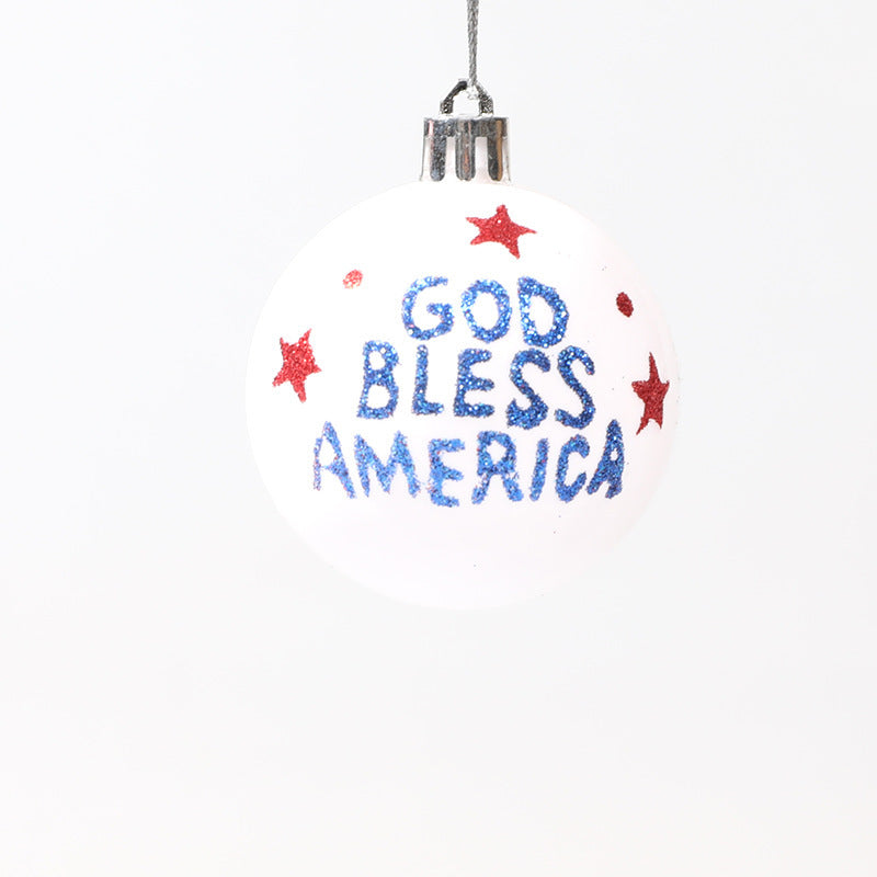 American Independence Day Christmas Plastic Balls Christmas Tree Decoration Hand drawn Ball Set - Korvel