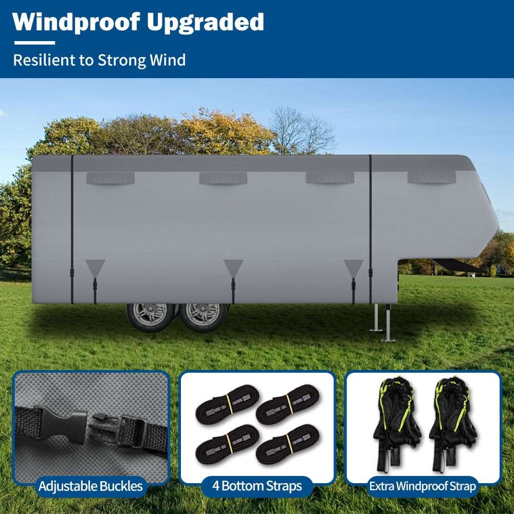 Umbrauto 5th Wheel RV Cover Upgraded 7 Layers Top Anti-UV Waterproof Breathable Camper Covers - Korvel