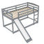 Twin over Twin Bunk Bed with Convertible Slide and Ladder Gray - Korvel