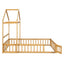 Wooden Full Size Children's Bed with Detachable Headboard and Integrated Clothes Drying Rack, Natural - Korvel