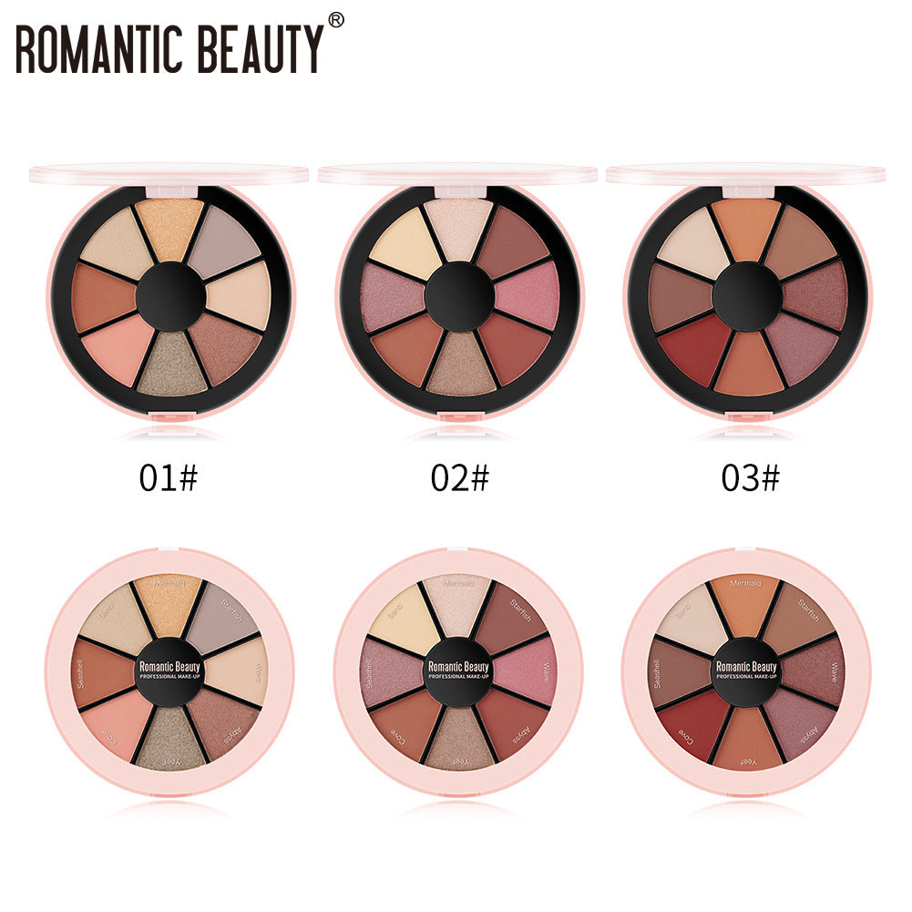 Romantic Beauty 8 Color Round Palette Eyeshadow Pearlescent Matte Eyeshadow Palette - Korvel