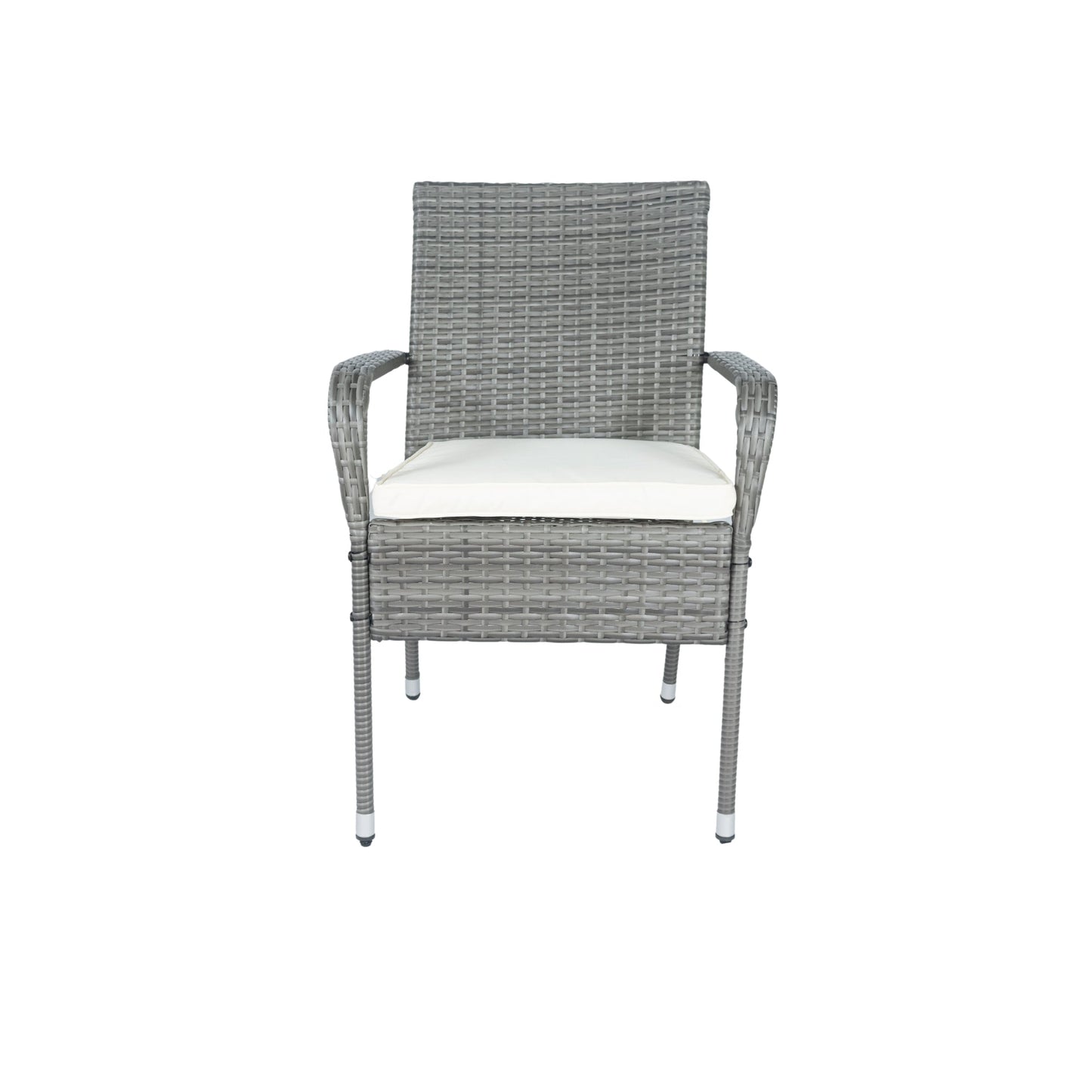 3 Piece Patio Wicker Conversation Set Grey Wicker + white Cushion - Korvel