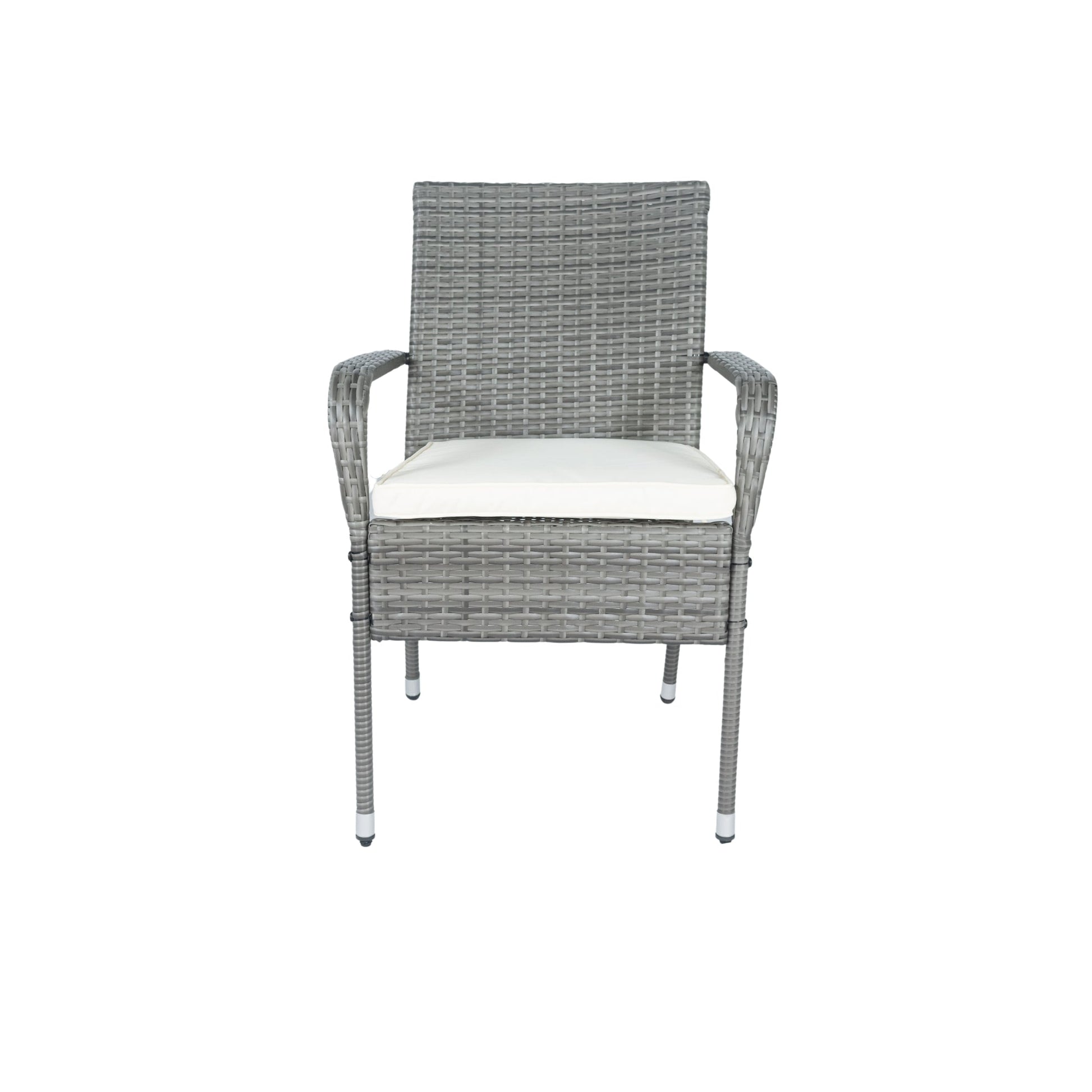 3 Piece Patio Wicker Conversation Set Grey Wicker + white Cushion - Korvel