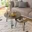 27.56'' Round Nesting Coffee Table Set of 2, Circular Nesting End Table Set  Sturdy Metal Base for Living Room, bedroom, Brown - Korvel