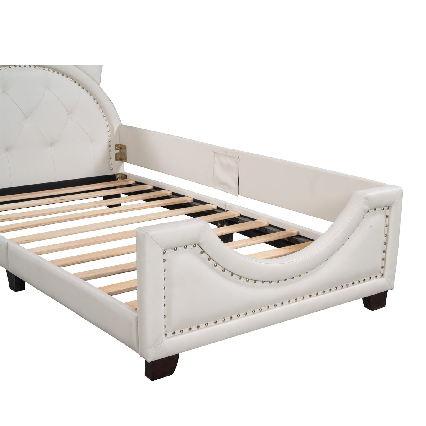 Twin Size Upholstered Daybed with Carton Ears Shaped Headboard  White - Korvel