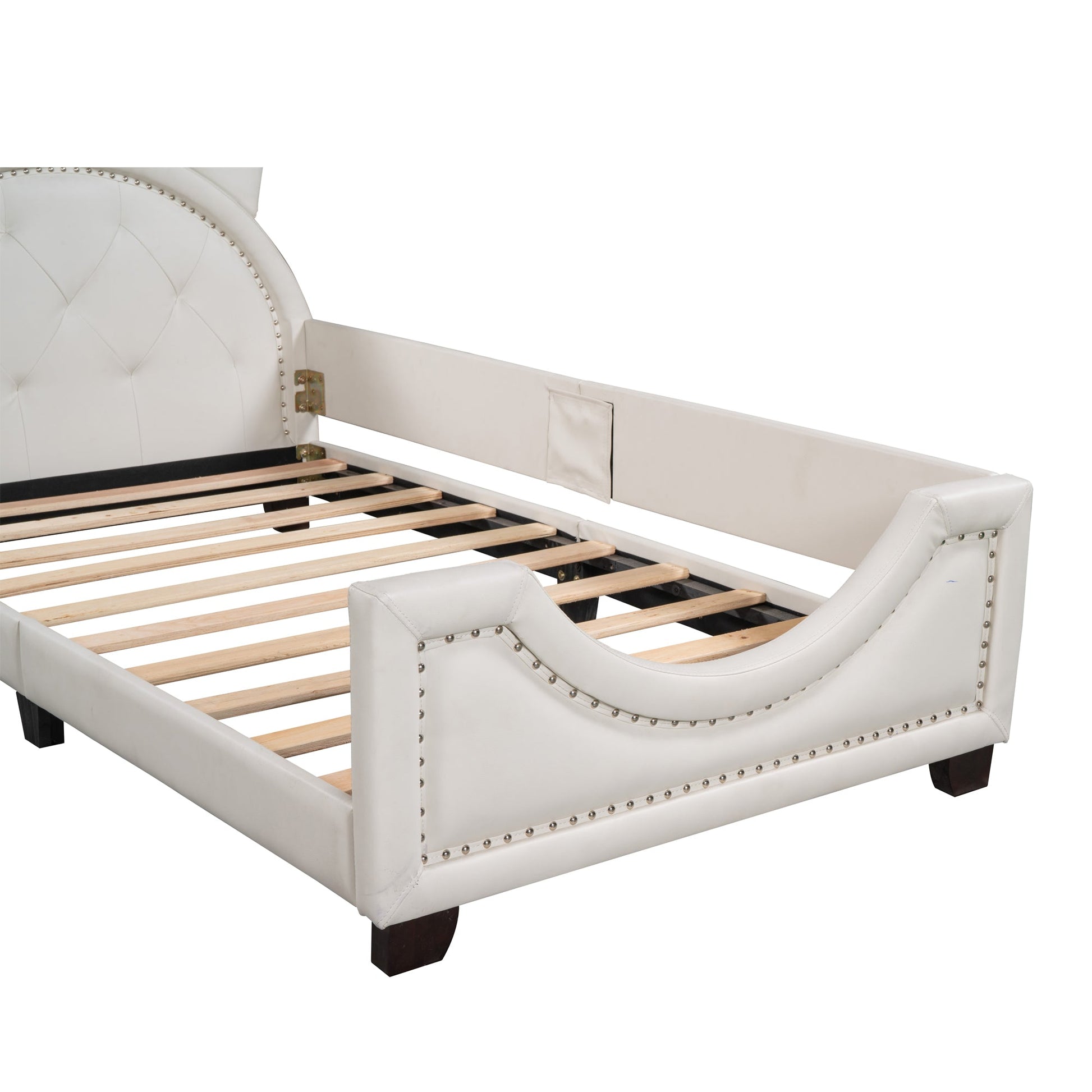 Twin Size Upholstered Daybed with Carton Ears Shaped Headboard  White - Korvel