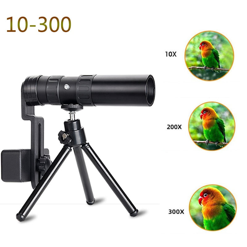 Outdoor Tactical Military Metal Monocular Telescope 10-300 Zoom Monocular Camp Hike Hunting Fishing Pocket Tool - Korvel