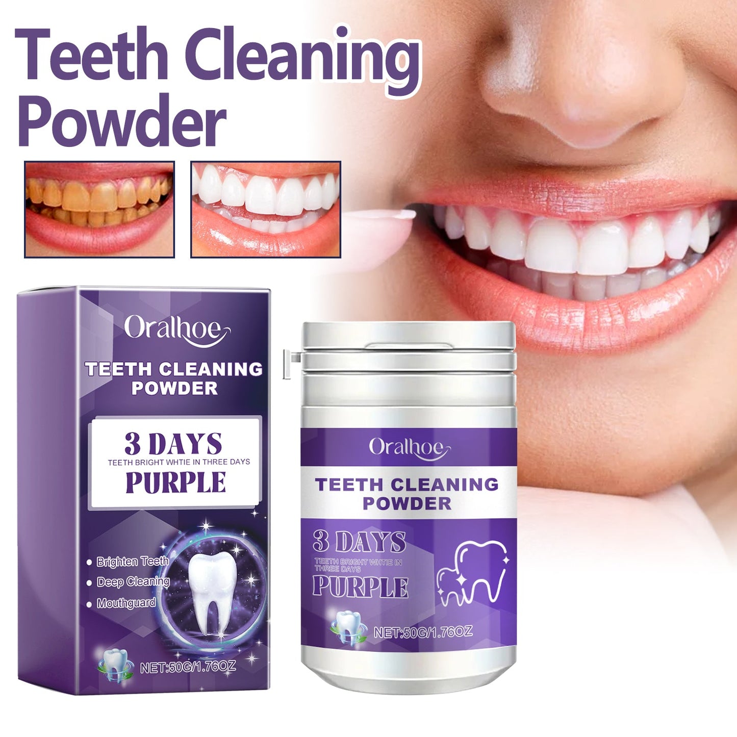 Teeth Cleaning Powder, Fresh Breath Tartar Stone White Teeth Cleaning Powder Oral Care - Korvel