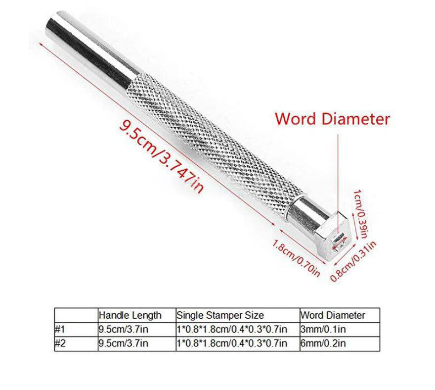 Ensemble de 36 poinçons en acier pour lettres et chiffres