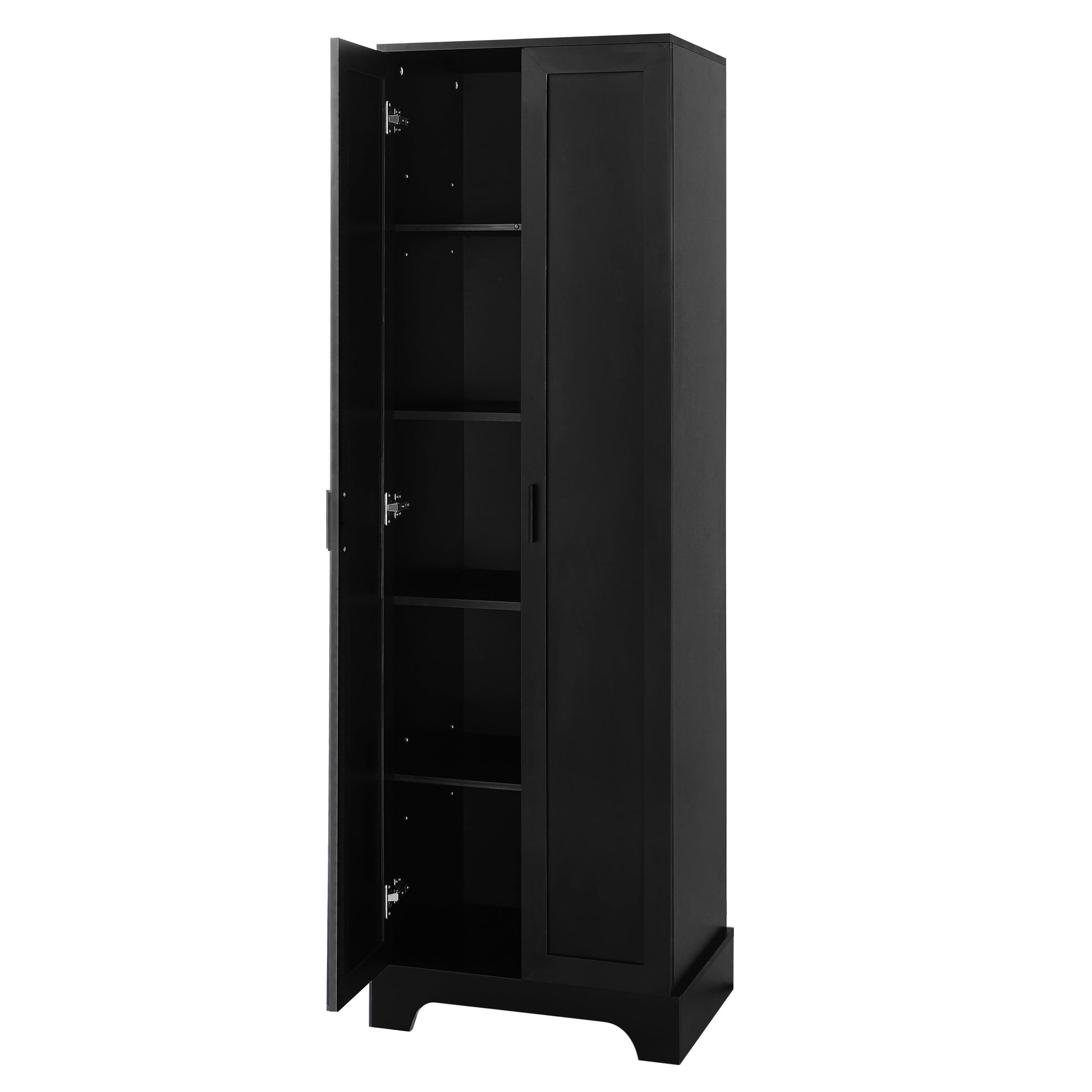 Storage Cabinet with Two Doors for Bathroom, Office, Adjustable Shelf, MDF Board, Black - Korvel