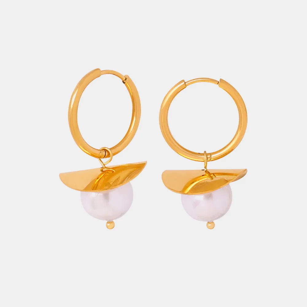 Elegant 18K Gold-Plated Bead Dangle Earrings