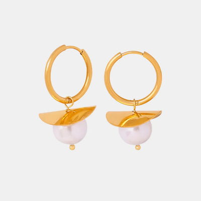 Elegant 18K Gold-Plated Bead Dangle Earrings