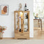 Light colored glass cabinet with adjustable glass frame, including cabinet light bulbs OAK with 2 doors and 1 drawer - Korvel