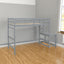 Twin High Loft Bed with Ladder landing Platform, Ladders, Guardrails,Grey - Korvel
