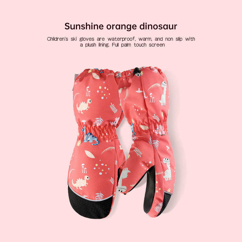 Winter children skiing gloves cycling waterproof windproof cashmere thick warm gloves children - Korvel