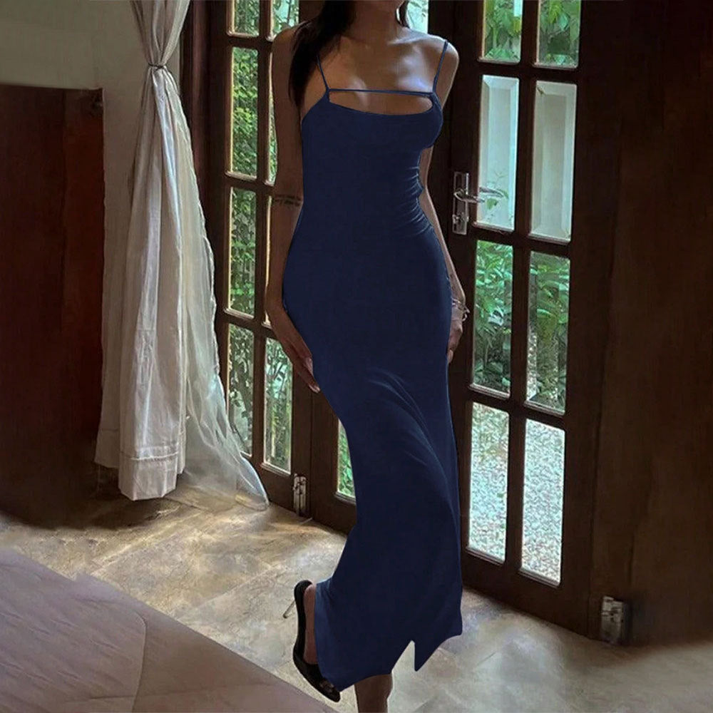 Sexy backless design dress long skirt - Korvel