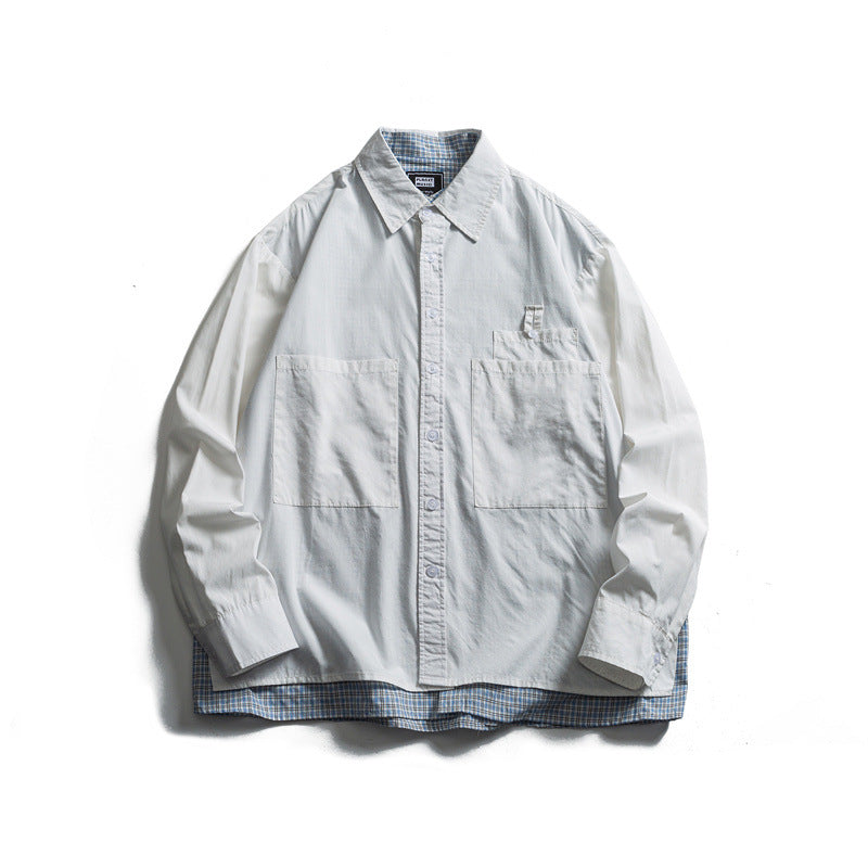 Two piece checkered long sleeved shirt for casual vacation men - Korvel