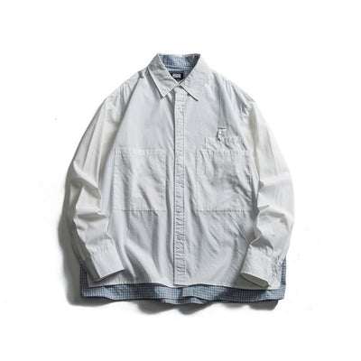 Two piece checkered long sleeved shirt for casual vacation men - Korvel