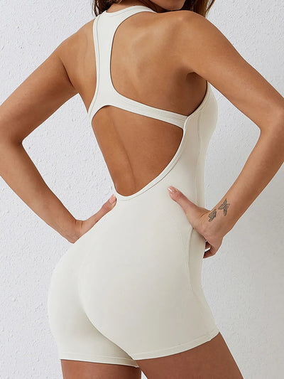 Basic Bae Cutout Racerback Sleeveless Active Romper - Korvel