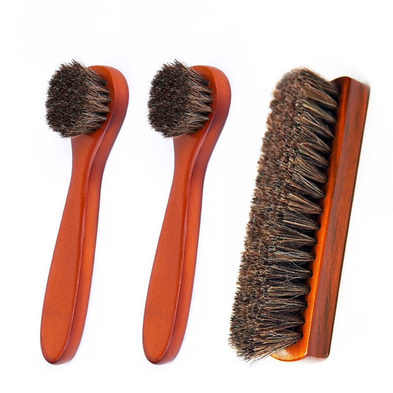 Wood Horsehair Shoe Brush Large Leather Shoe Brush Set Horsehair Shoe Brush Set - Korvel