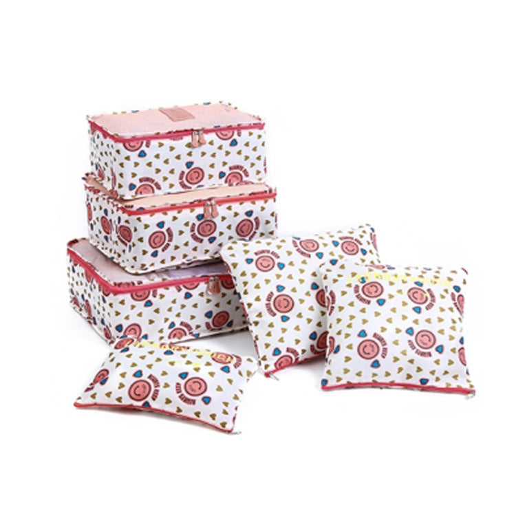 Printed travel storage bag set of 6 pieces, travel clothing sorting bag, waterproof clothing storage bag - Korvel