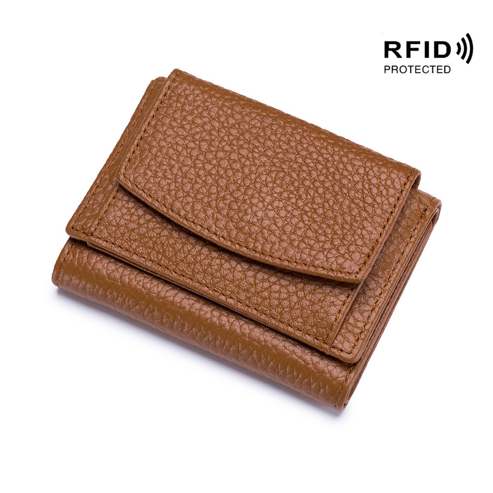 Cartera Mini de Cuero Genuino para Mujeres con Protección RFID