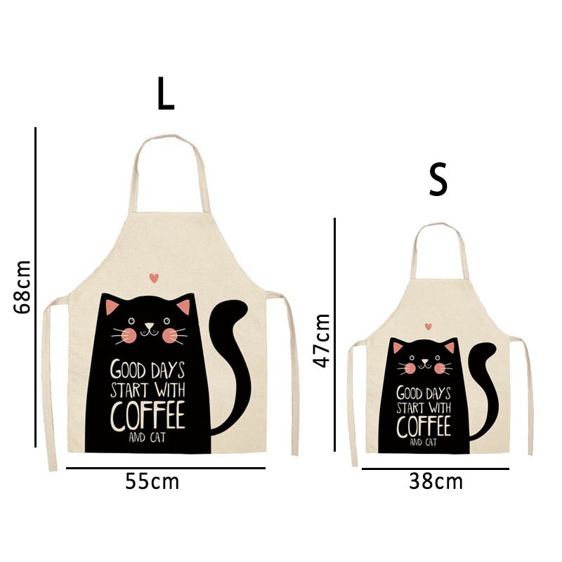 1Pcs Cotton and linen creative European and American cartoon cute cat apron - Korvel