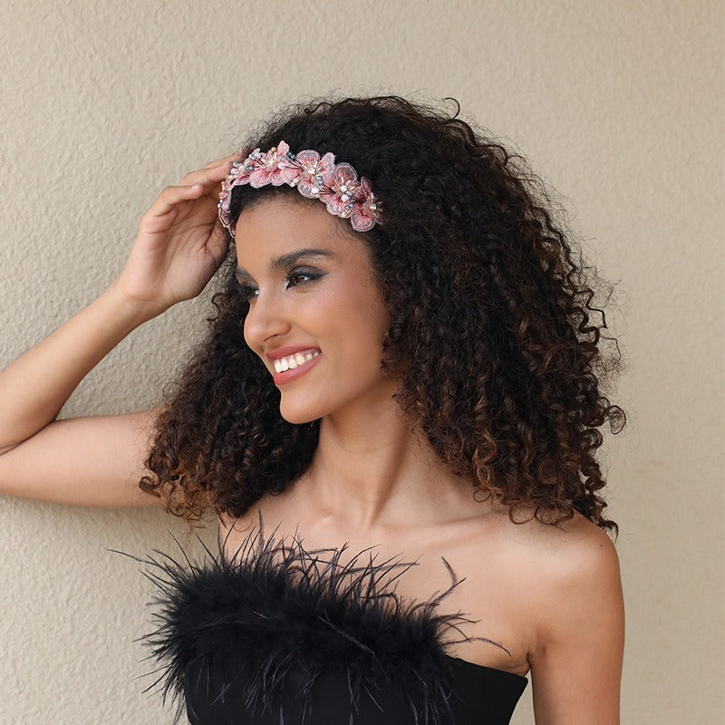 Diademas de Flores de Cristal Bordadas a Mano para Mujeres