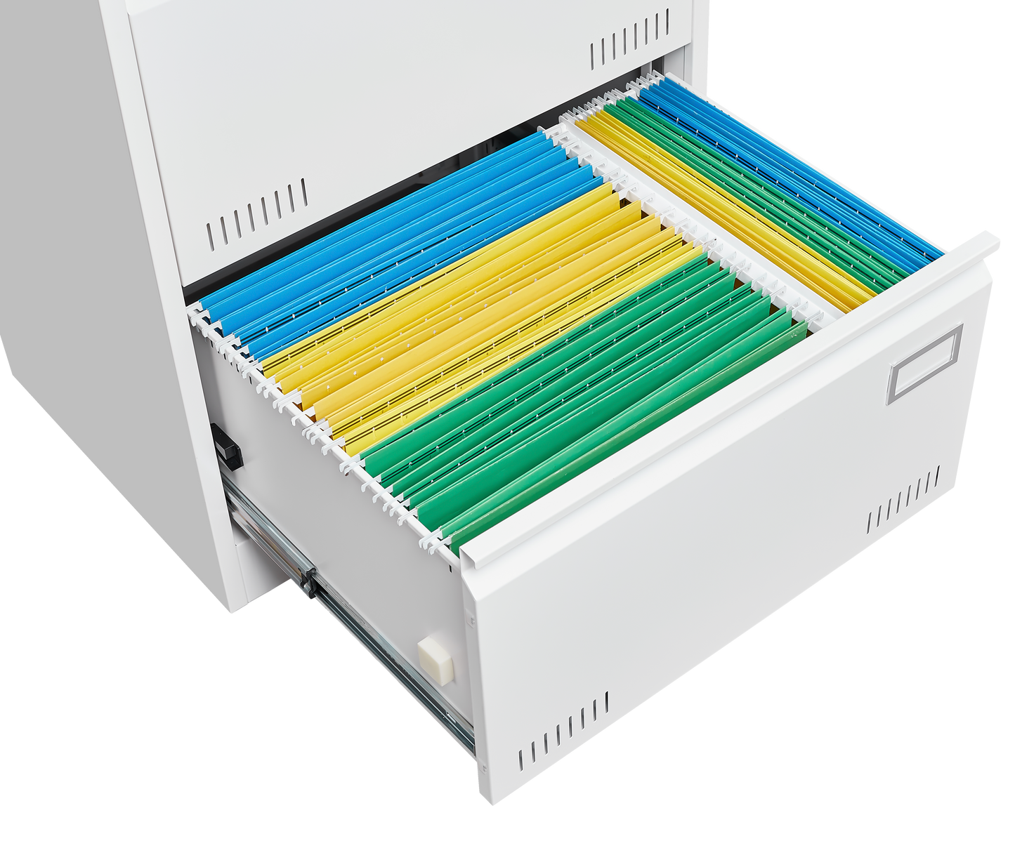 Horizontal file cabinet, 2 drawers, white file cabinet with lock, metal file cabinet with lock, 3 drawers, legal office cabinet - Korvel