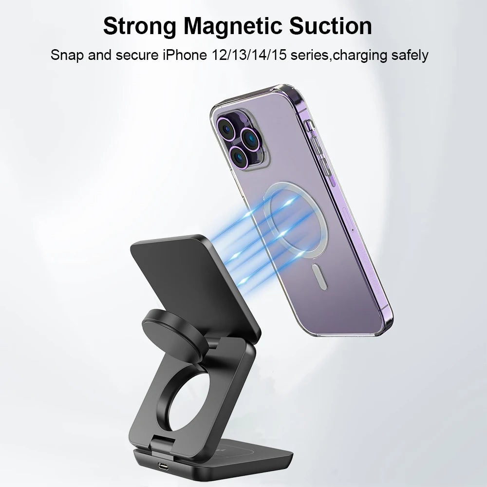 3-in-1 Foldable Magnetic Wireless Charging Station