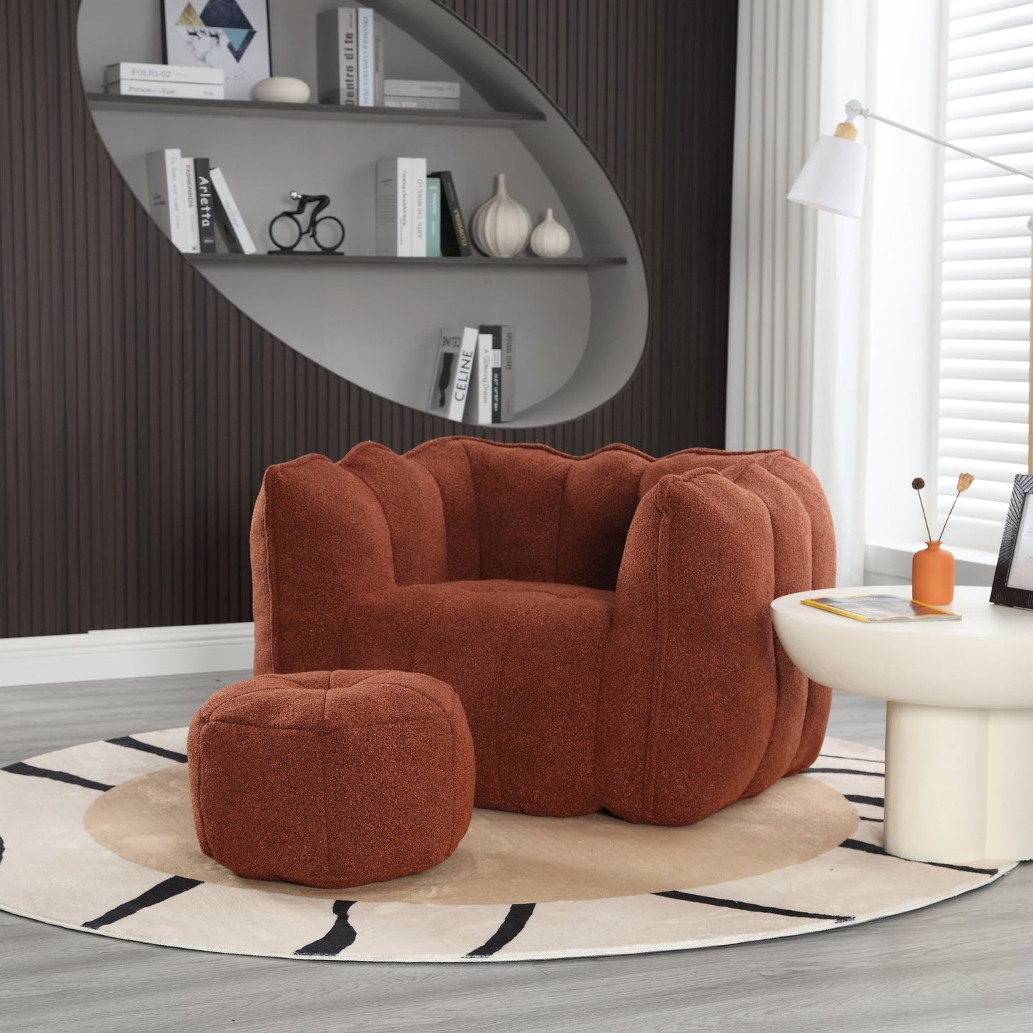Soft Bean Bag Chair with High Resilient Foam(Chips)for living room and bedroom Comfortable Square Lazy Sofa with  Footstool - Korvel