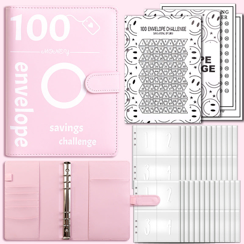 100 Envelope Challenge Binder Couple Save Money Challenge Envelope Sheet Pocket Book - Korvel