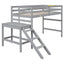 Premium Twin Loft Bed with Platform and Ladder in Grey