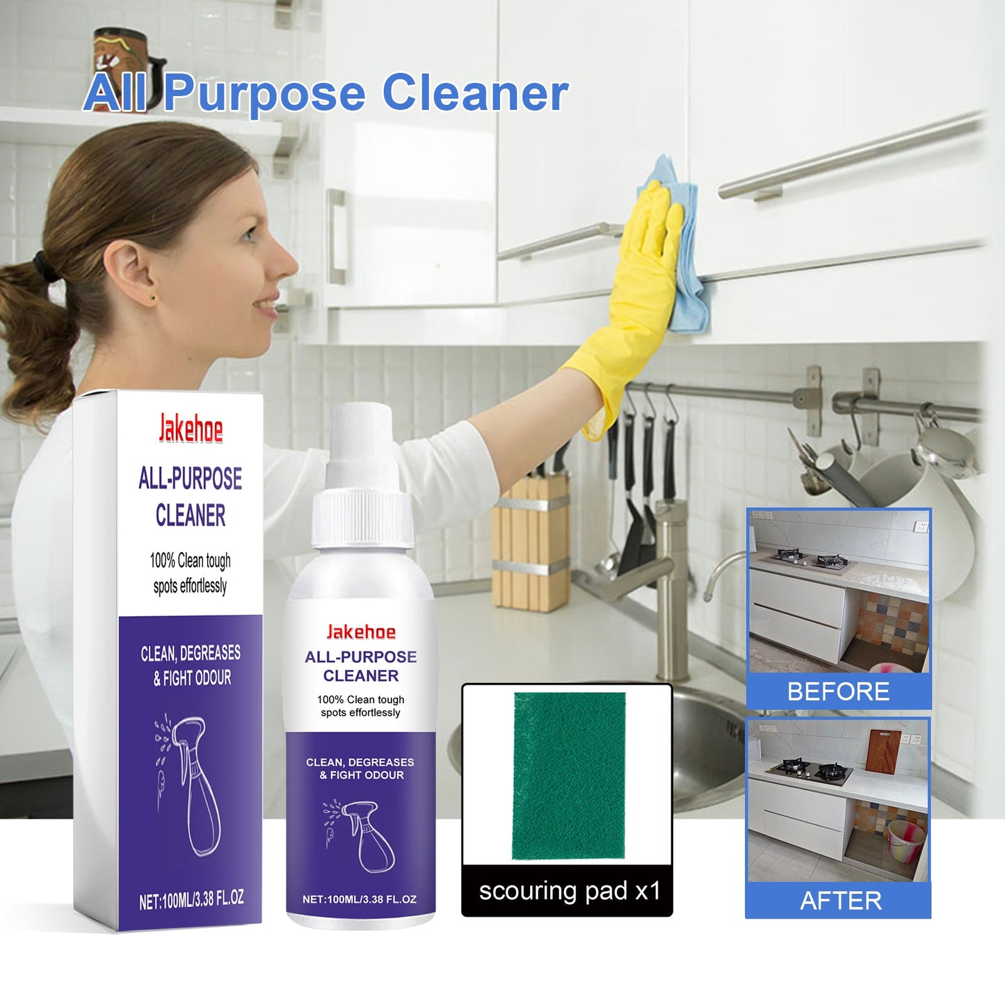 All Purpose Cleaner, Kitchen Dust Stains Heavy Oil Cleaning And Rust Removal Spray - Korvel