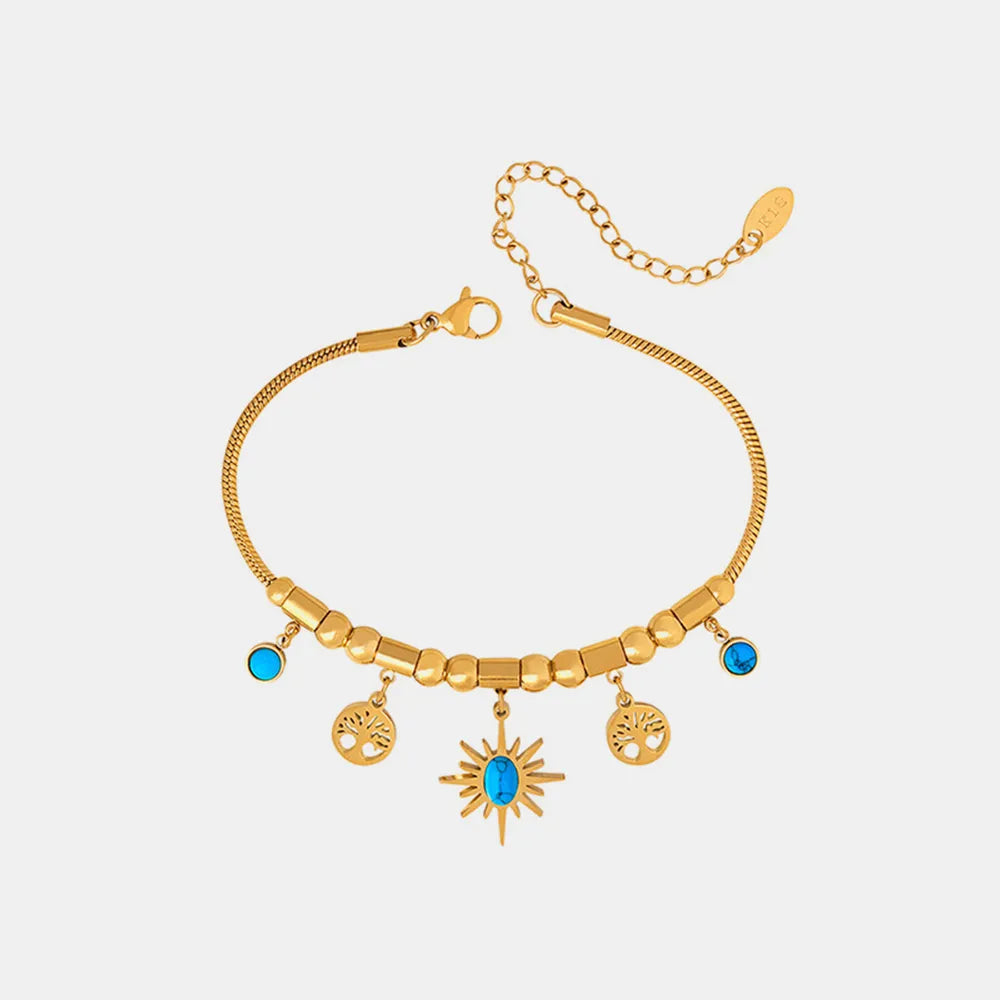 Pulsera de encanto de acero de titanio chapado en oro