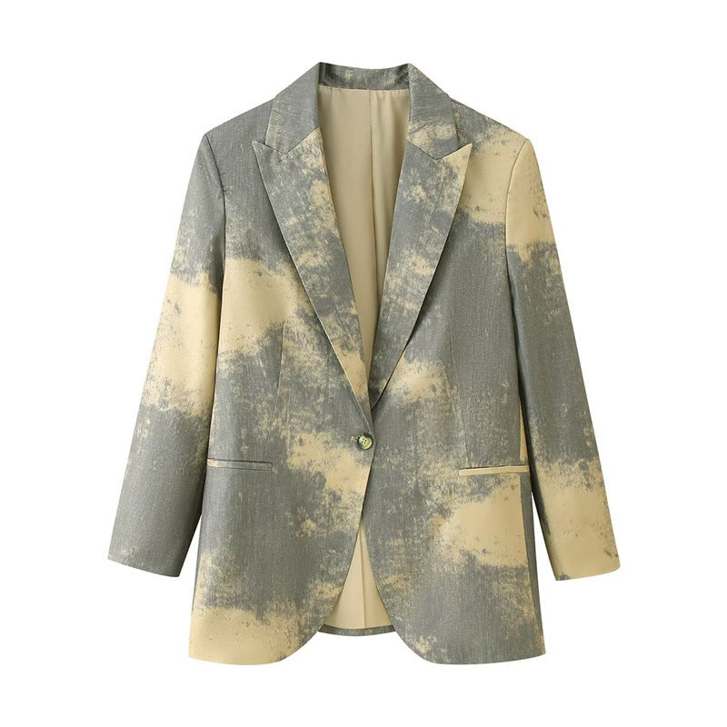 Elegant Printed Long Sleeve Blazer for Women