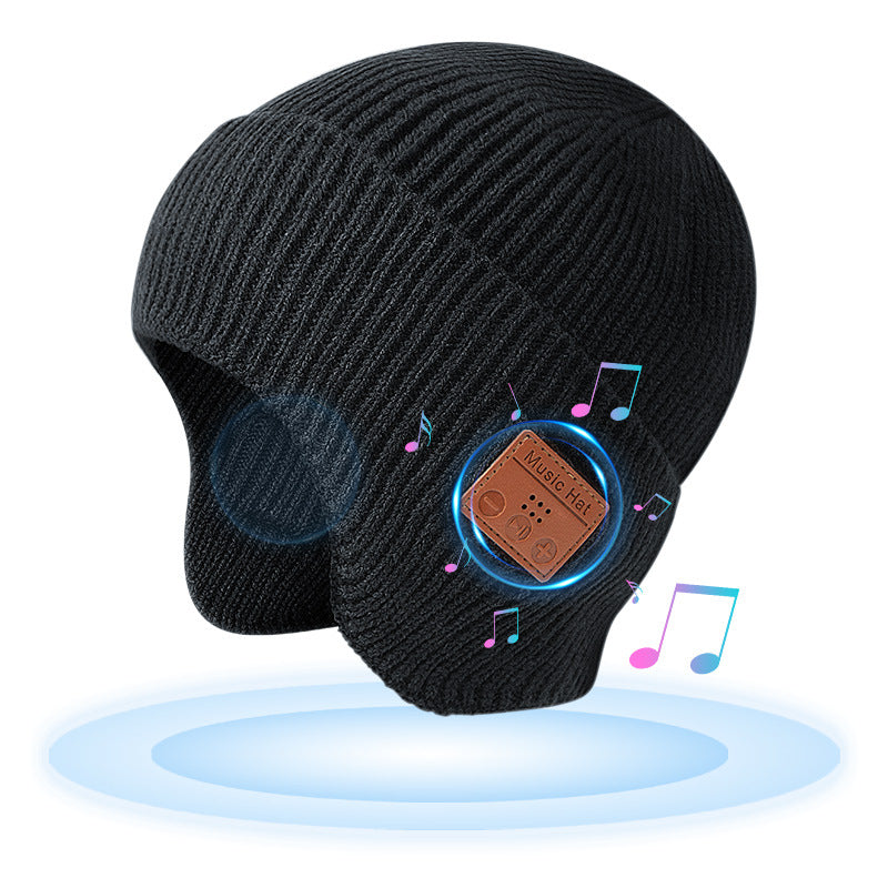 Wireless 5.0 Bluetooth Headset Cap Outdoor Warm Music Wrap Ear Cap - Korvel