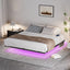Floating Bed Frame King Size with LED Lights ＆ charging station, Metal Platform Queen Bed, 79.9'' L x 76.2'' W x 7.9'' H. - Korvel