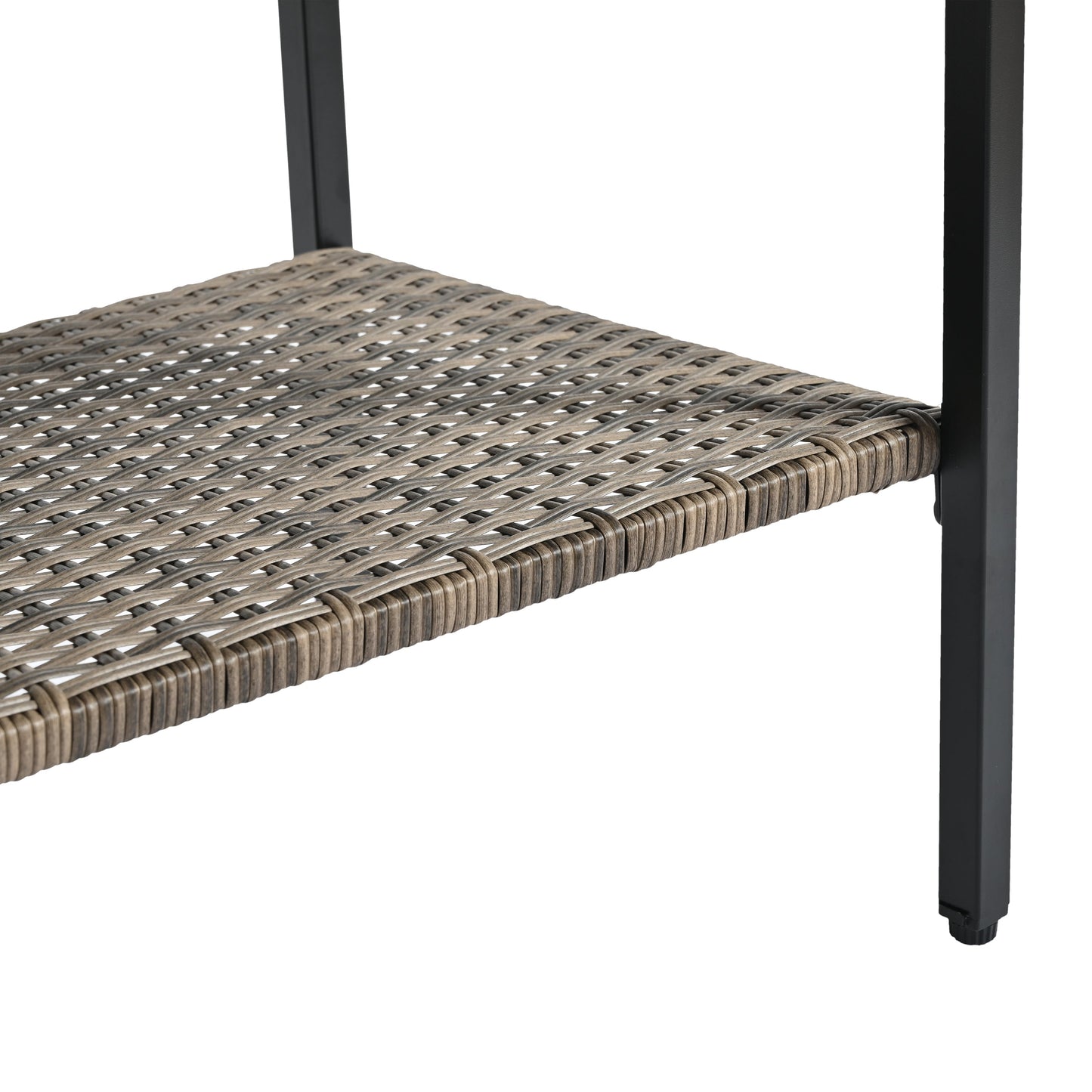 Conjunto de Muebles de Wicker para Exterior Premium con Mesa de Metal Negra