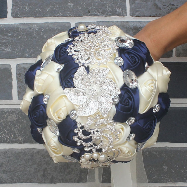 Artificial Wedding Bouquets Hand Made Flower Rhinestone Bridesmaid Crystal Bridal Wedding Bouquet - Korvel