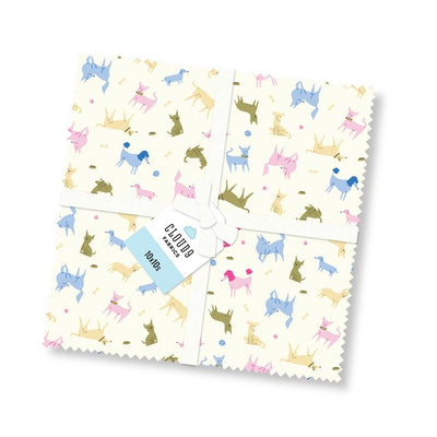 Cuadrados de Tela de Perros Juguetones 10x10 - 42 Piezas