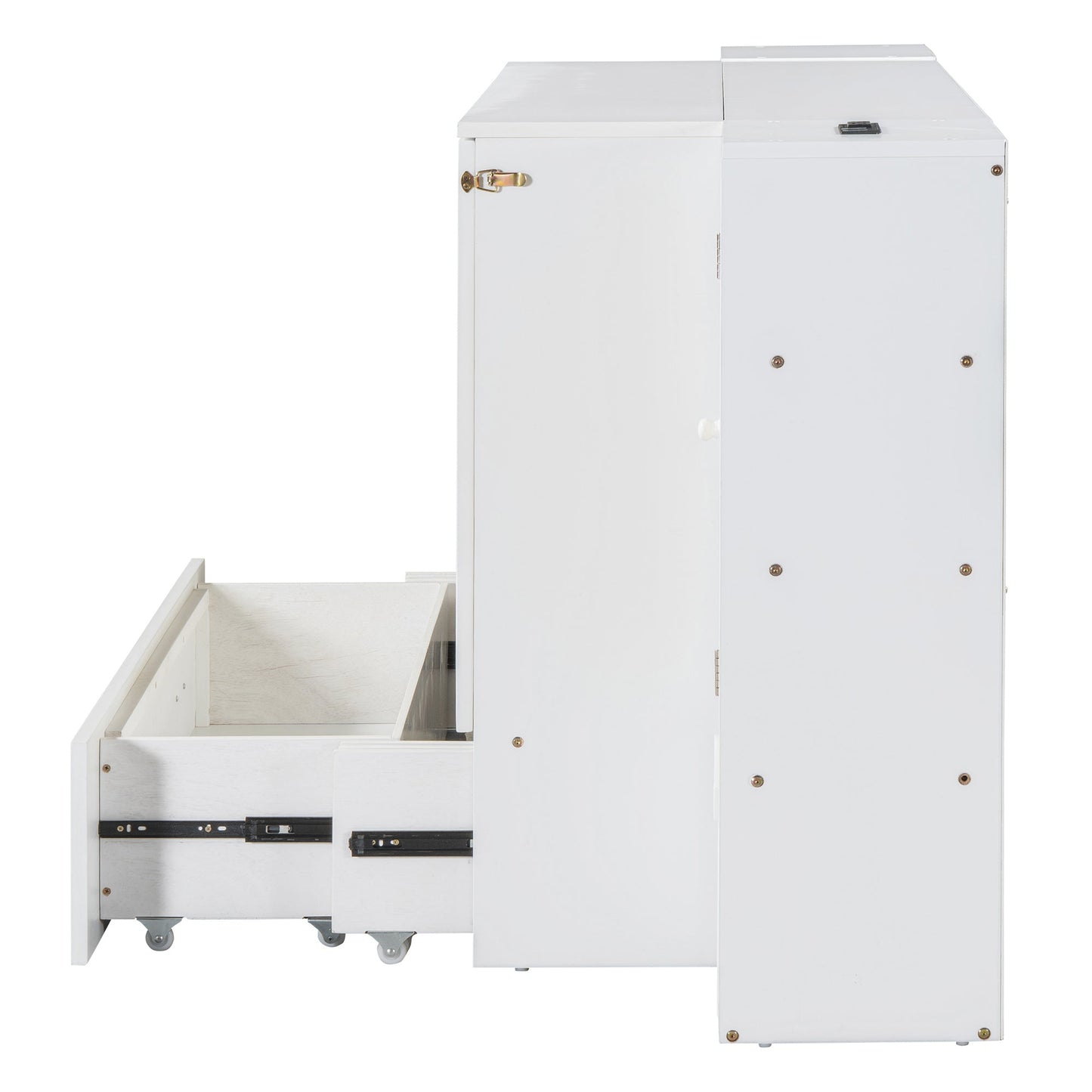 Cama Murphy Grande Blanca con Cajones y Armarios de Almacenamiento