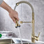 All copper spring faucet, kitchen sink with rotatable pull-out paint, black and gold dots - Korvel