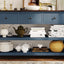 Retro Design Console Table with Two Open Shelves, Pine Solid Wood Frame and Legs for Living Room (Antique Navy+Espresso) - Korvel