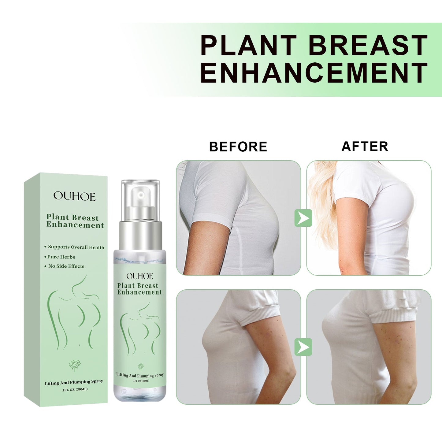 Spray Herbal Natural para el Pecho para Hidratación y Tonificación