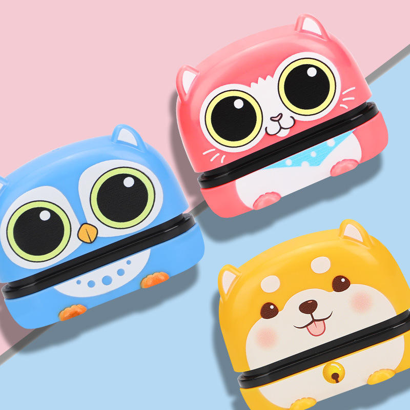 Kindergarten Kids Cartoon Personalized Photosensitive Pet Owl Pastel Name Seal Clothes Flash Foam Self Ink Toy Stamp - Korvel