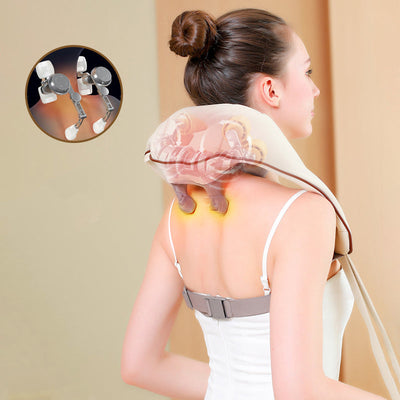 USB-C Rechargeable Kneading Massage Hot Compress Shiatsu Back Shoulder Neck Massager for Pain Relief - Korvel