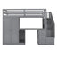 Cama loft tamaño twin con armario y almacenamiento en gris