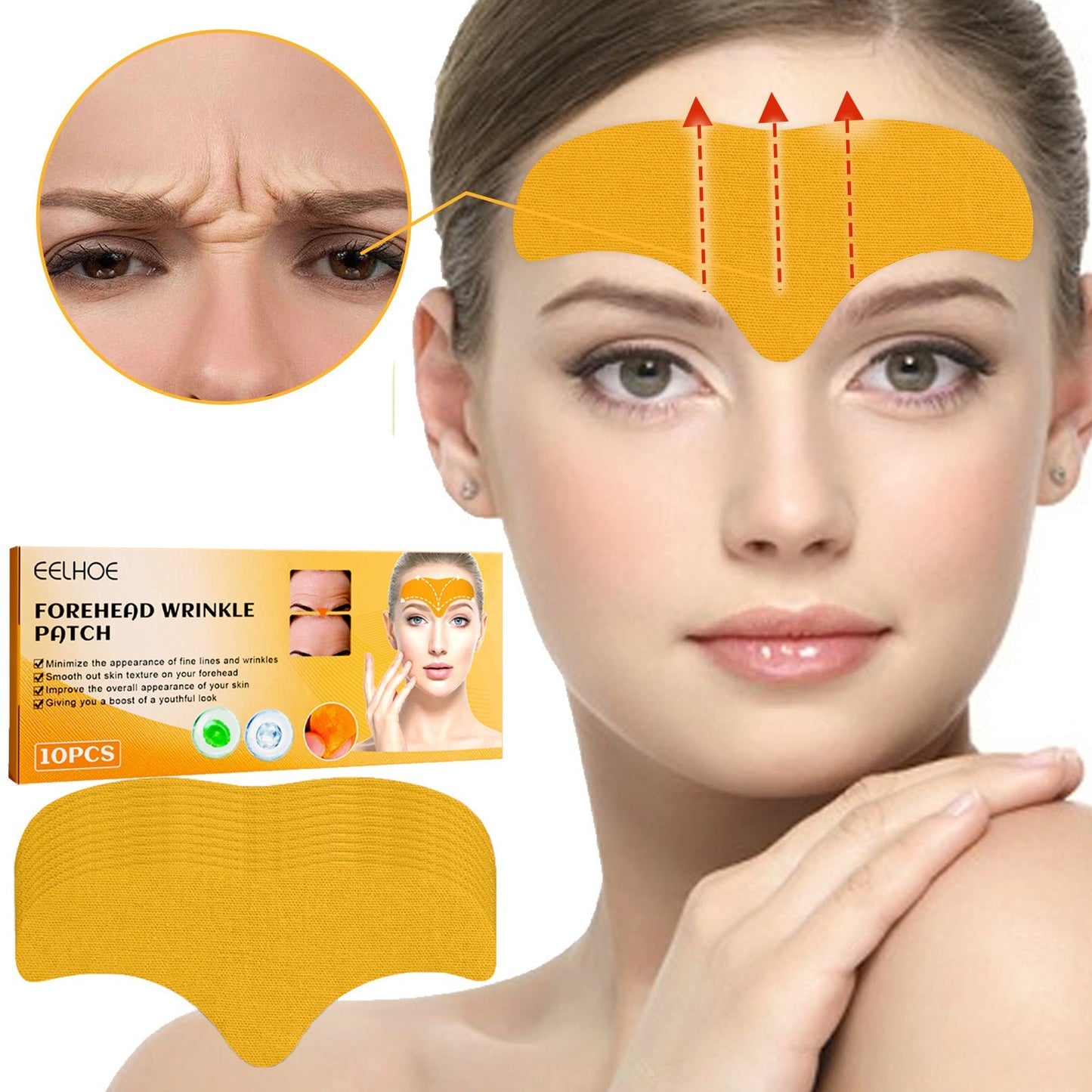 Anti-Aging Collagen Gel Patch - 10pcs Forehead Line Removal, Firming Mask, Frown Lines, Face Skin Care Stickers - Korvel