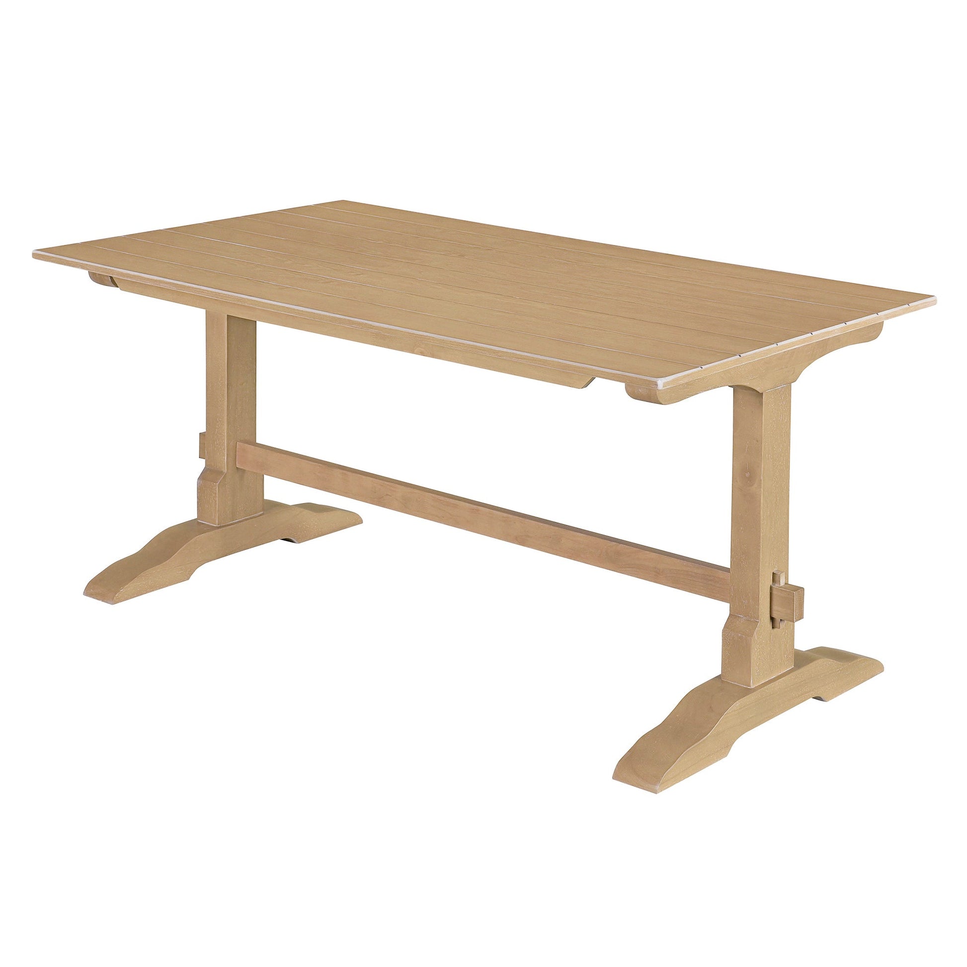 TREXM 3-piece retro dining table, rectangular stand table, and 2 4-person wooden stools (made of natural wood) - Korvel
